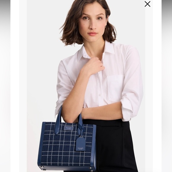 Kate Spade small manhattan denim & leather tote - Picture 2 of 16